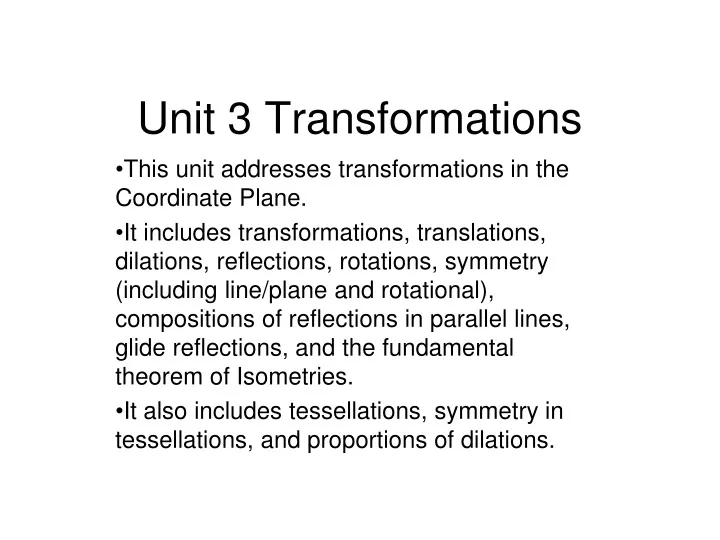 unit 3 transformations