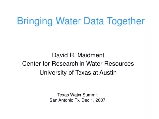 Bringing Water Data Together