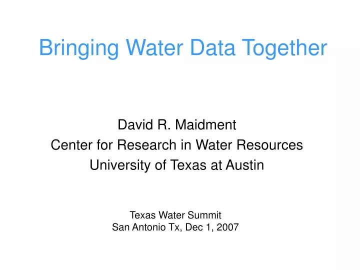 bringing water data together