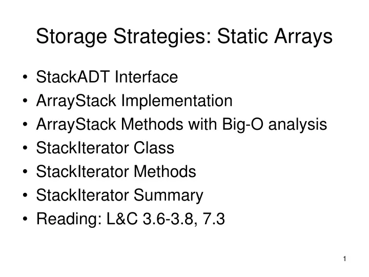 storage strategies static arrays