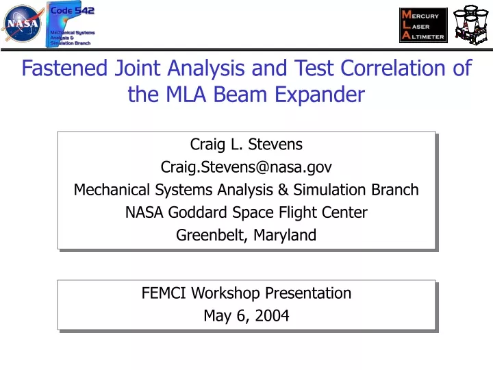 fastened joint analysis and test correlation of the mla beam expander