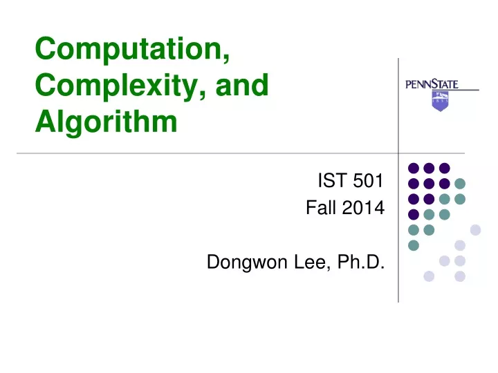 computation complexity and algorithm