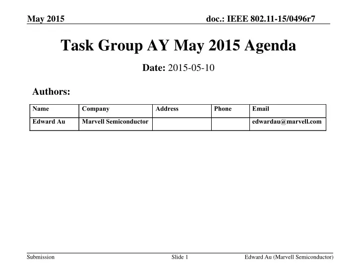 task group ay may 2015 agenda