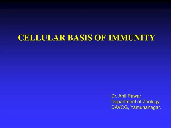 cellular basis of immunity
