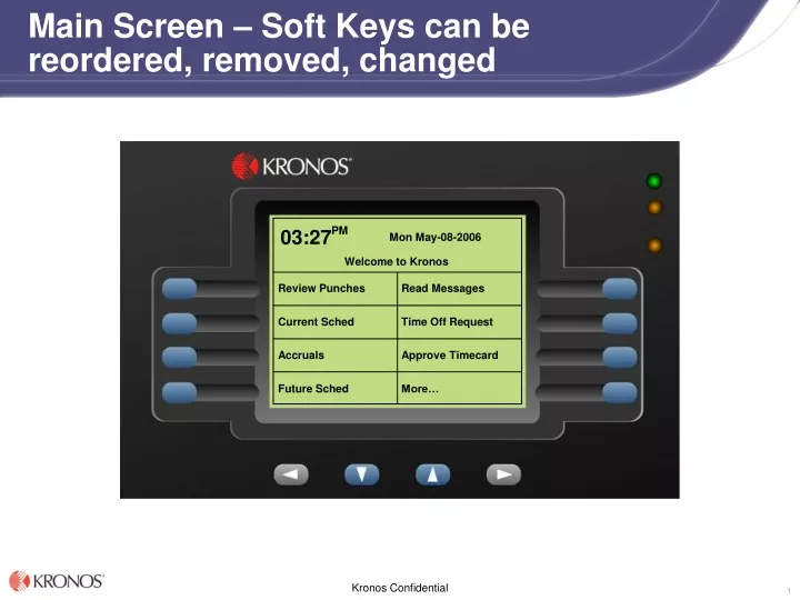 main screen soft keys can be reordered removed changed