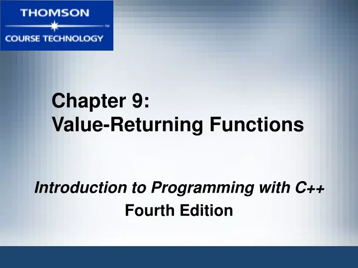 chapter 9 value returning functions