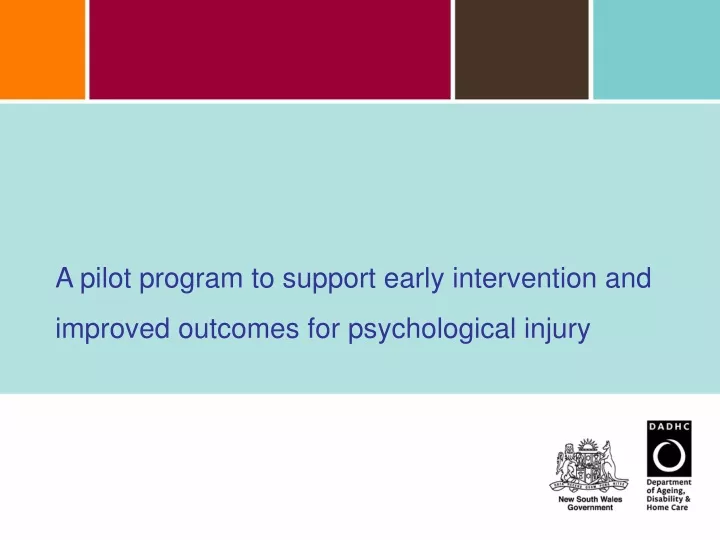 a pilot program to support early intervention