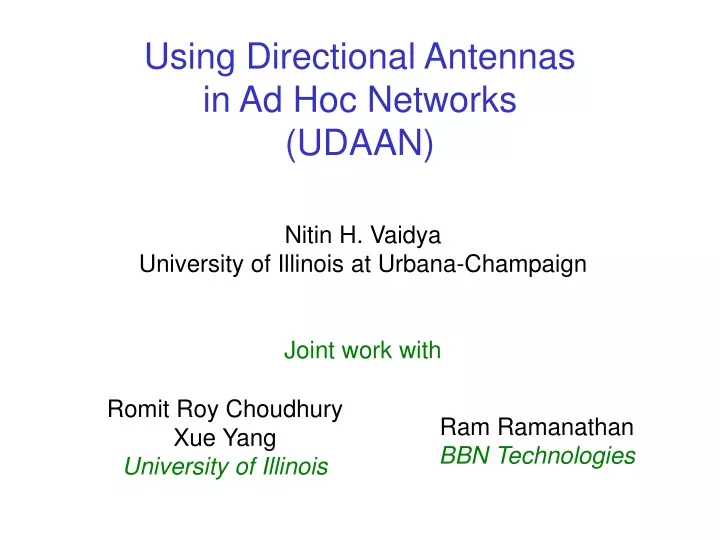 using directional antennas in ad hoc networks