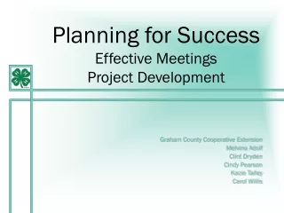 Planning for Success Effective Meetings Project Development