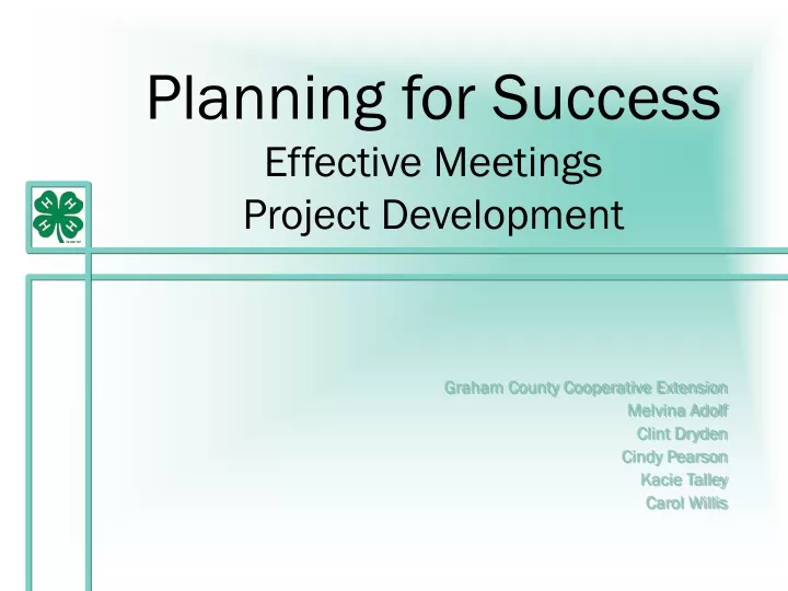 planning for success effective meetings project development