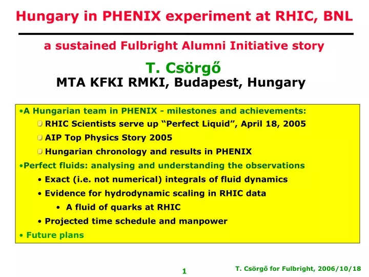hungary in phenix experiment at rhic
