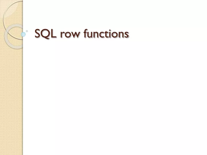 sql row functions