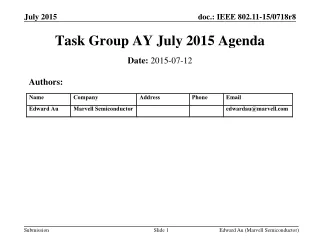 Task Group AY July 2015 Agenda
