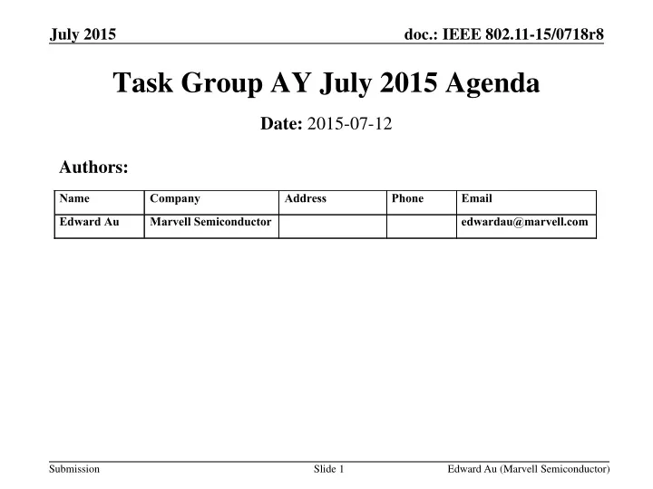 task group ay july 2015 agenda