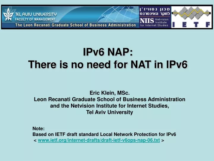ipv6 nap there is no need for nat in ipv6