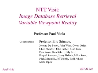 NTT Visit: Image Database Retrieval Variable Viewpoint Reality
