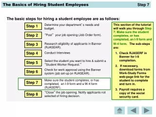 The basic steps for hiring a student employee are as follows: