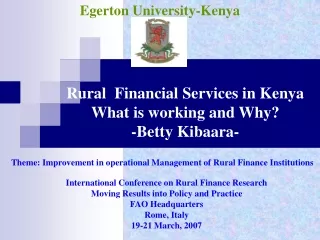 International Conference on Rural Finance Research Moving Results into Policy and Practice