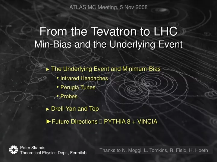 from the tevatron to lhc min bias and the underlying event