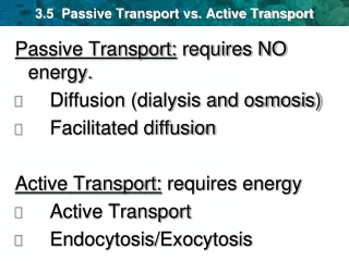 3.5  Passive Transport vs. Active Transport