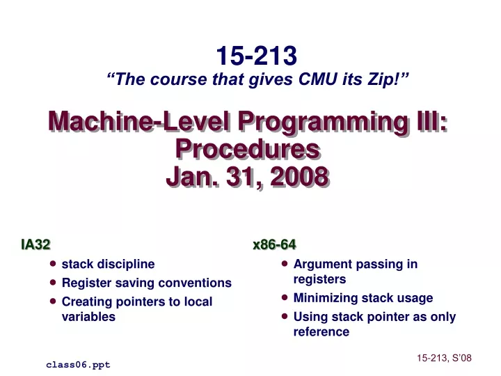 machine level programming iii procedures jan 31 2008
