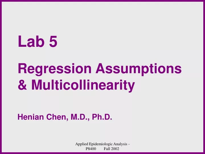lab 5 regression assumptions multicollinearity