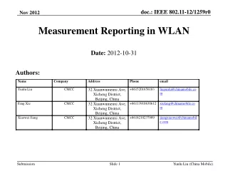 Measurement Reporting in WLAN
