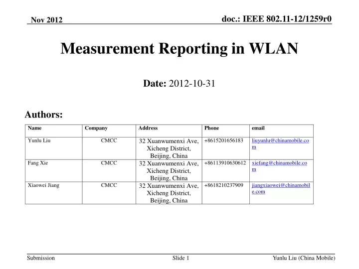 measurement reporting in wlan