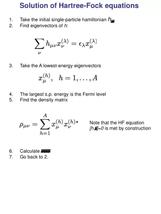 Solution of Hartree-Fock equations