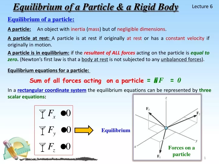 equilibrium of a particle a rigid body