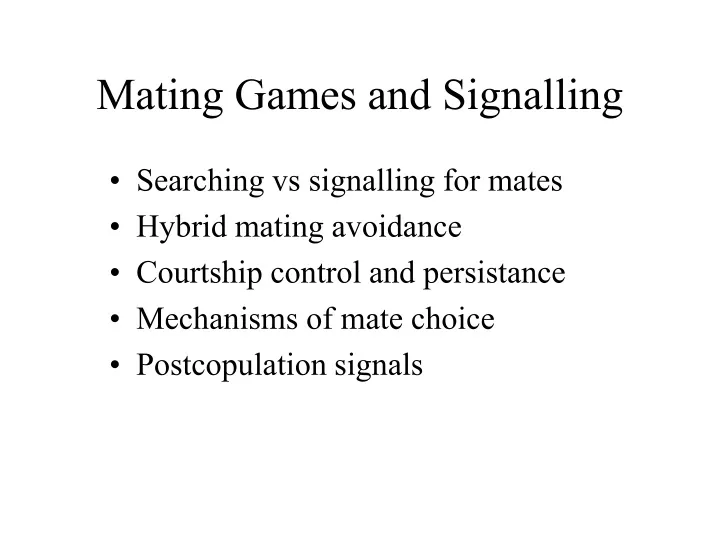 mating games and signalling