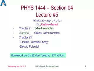 PHYS 1444 – Section 04 Lecture #5
