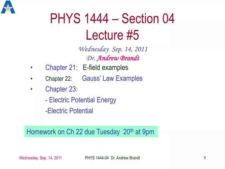 phys 1444 section 04 lecture 5