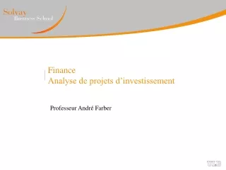 Finance Analyse de projets d’investissement