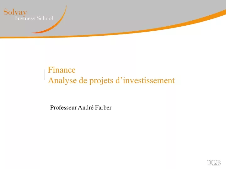 finance analyse de projets d investissement