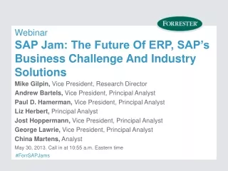 Webinar SAP Jam: The Future Of ERP, SAP’s Business Challenge And Industry Solutions