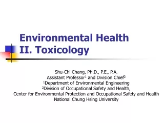 Environmental Health  II. Toxicology