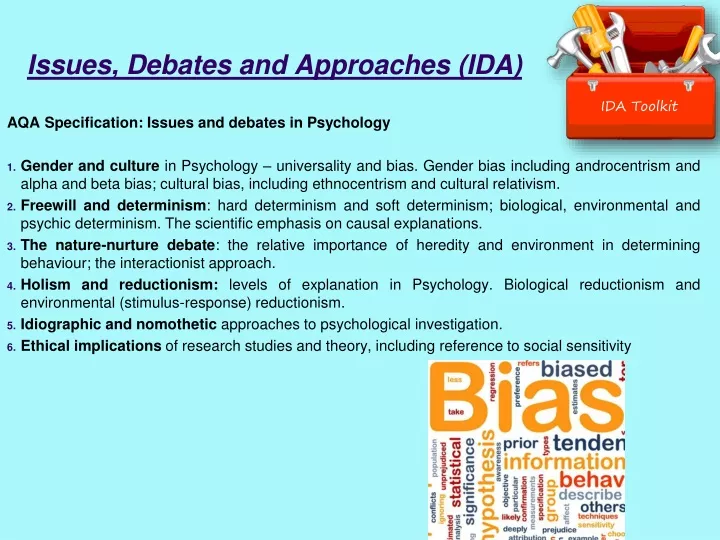 issues debates and approaches ida