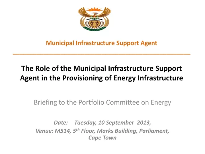 municipal infrastructure support agent the role