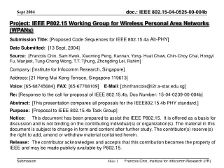 Project: IEEE P802.15 Working Group for Wireless Personal Area Networks (WPANs)