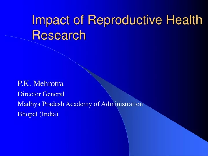 impact of reproductive health research