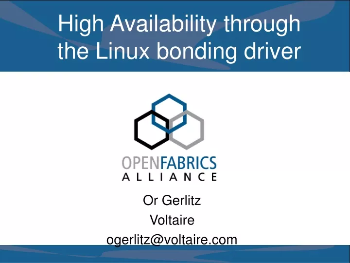 high availability through the linux bonding driver