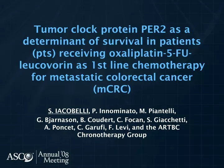tumor clock protein per2 as a determinant