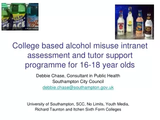 College based alcohol misuse intranet assessment and tutor support programme for 16-18 year olds