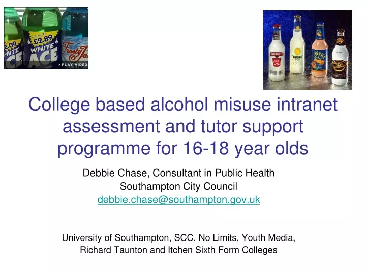 college based alcohol misuse intranet assessment and tutor support programme for 16 18 year olds