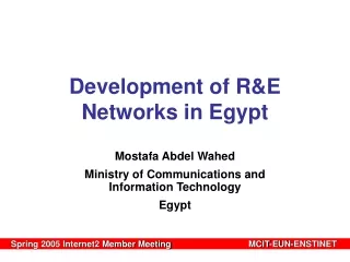 Development of R&amp;E Networks in Egypt