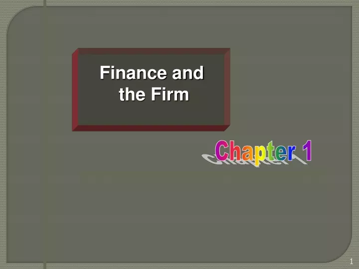 finance and the firm