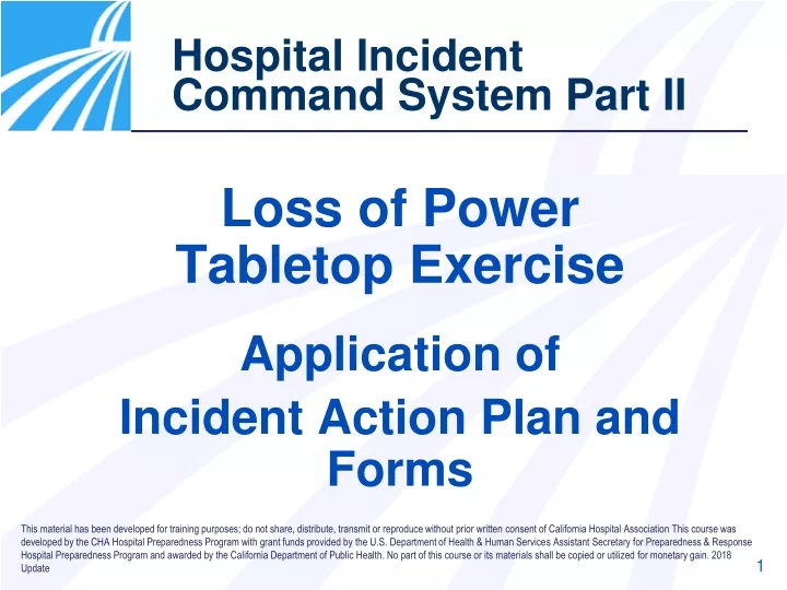 loss of power tabletop exercise application of incident action plan and forms