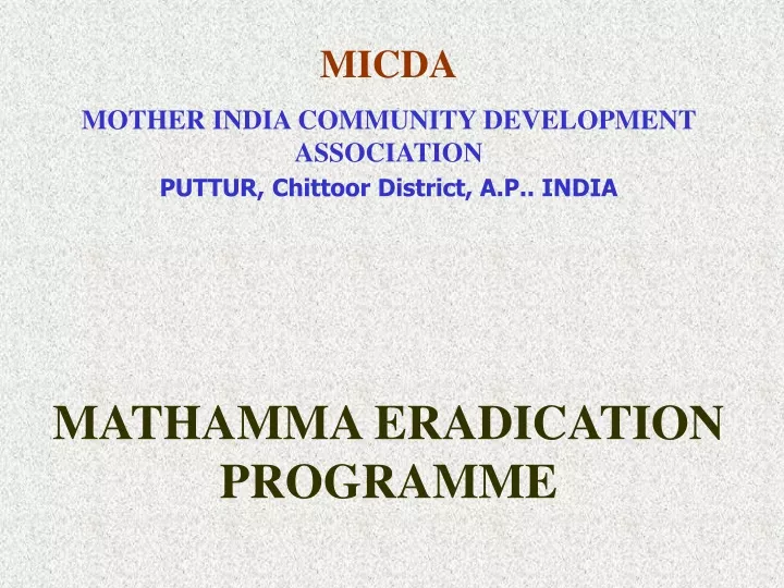 micda mother india community development