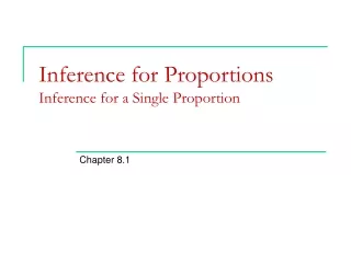 Inference for Proportions Inference for a Single Proportion